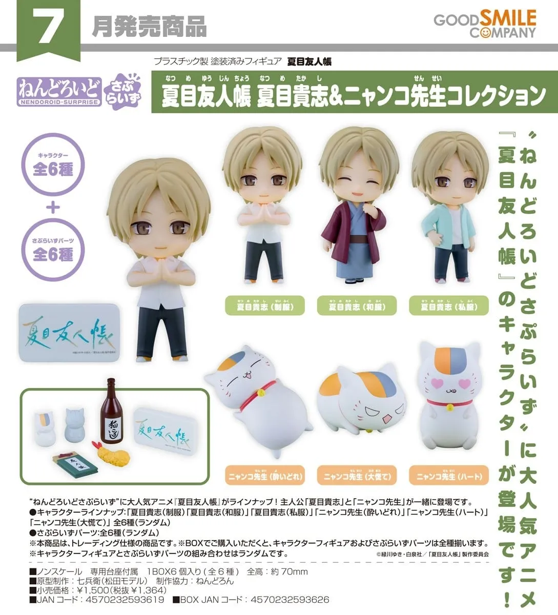 《夏目友人帳》夏目貴志＆貓咪老師收藏系列【BOX】驚喜黏土人（6個入）
